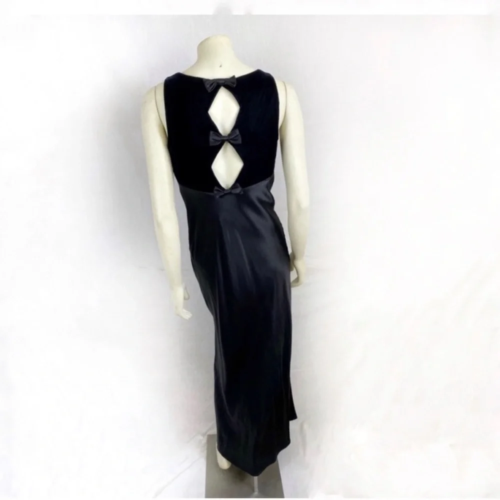 Vintage 90s Maxi Black black Fitted dress size S - Picture 2 of 7